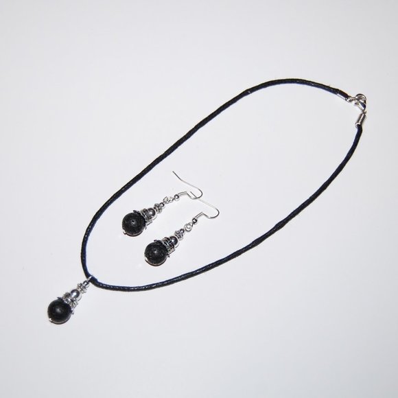 Lave Necklace and Earring Set,Lava Gemstone Necklace and Earrings - Picture 2 of 2